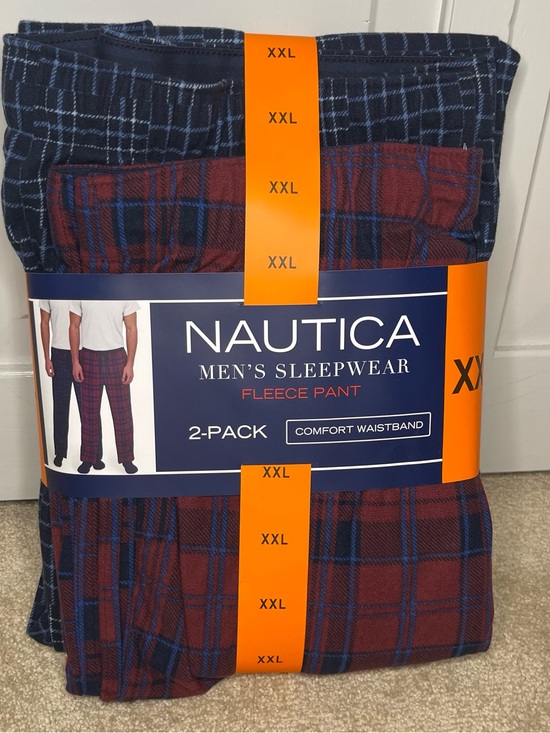 Nautica Other - Nautica Men's Fleece Sleep Pants 2-Pack in Navy & Burgundy Plaid